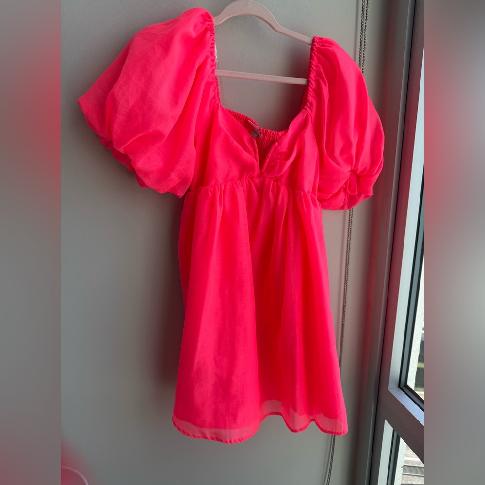 Target Viral Puff Sleeve Hot Pink Dress